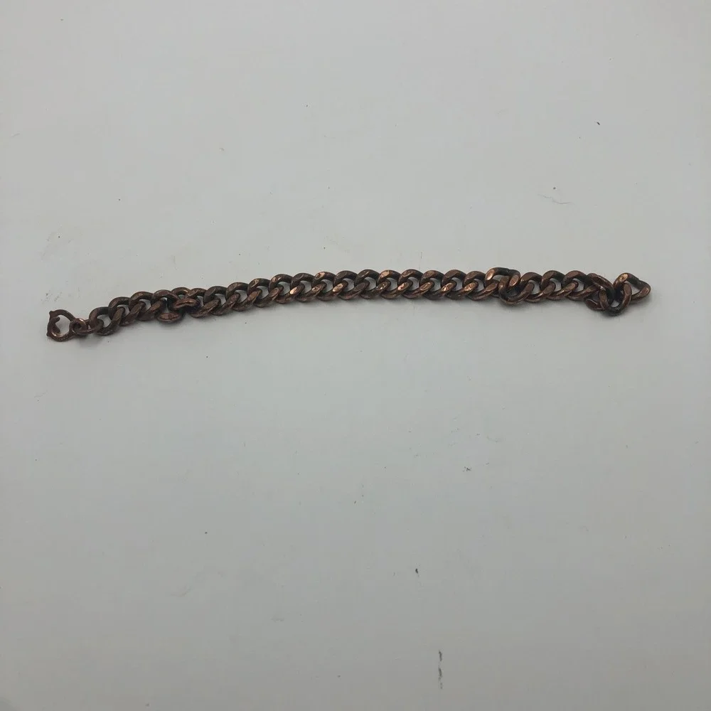 Vintage Heavy Large Solid Copper Chain Link Bracelet‎ Fold Clasp 9